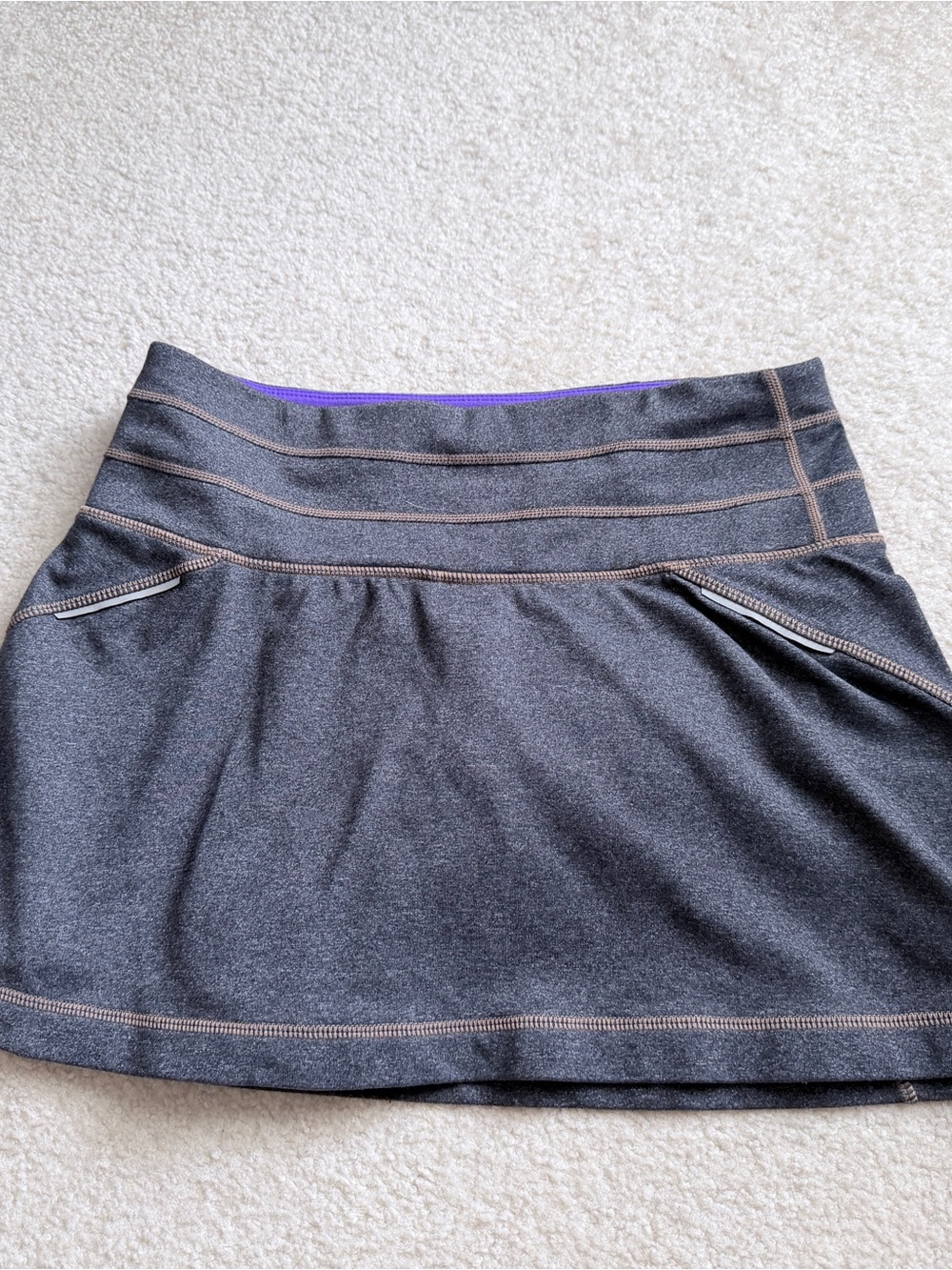 Athleta charcoal gray skater skirt with purple trim